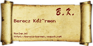 Berecz Kármen névjegykártya